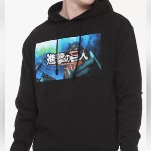 Attack On Titan Crunchyroll Season 3 Black Anime Graphic Hoodie Size L